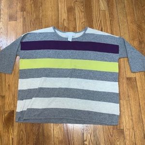 Striped cashmere short sleeve sweater - Small